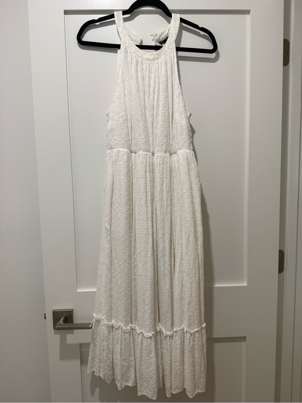 White Eyelet Halter Maxi Dress